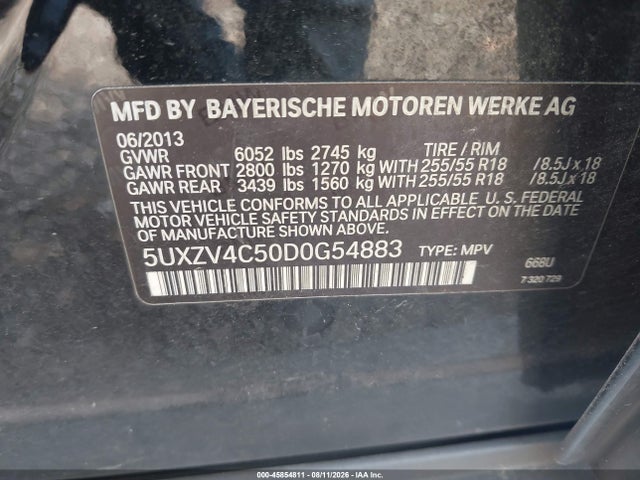 Продаж на аукціоні авто 2013 Bmw X5 Xdrive35i/xdrive35i Premium/xdrive35i Sport Activity, vin: 5UXZV4C50D0G54883, номер лоту: 45854811