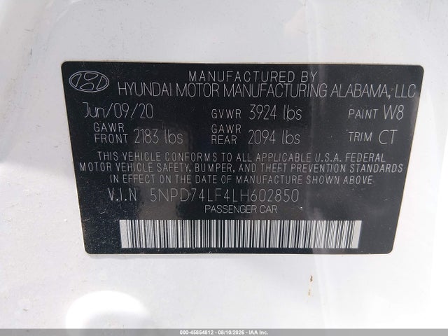 Hyundai ELANTRA SE 2020 5NPD74LF4LH602850 Image 9