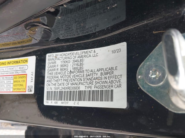 2024 Honda Civic Sport მანქანა იყიდება აუქციონზე, vin: 19XFL2H8XRE006836, აუქციონის ნომერი: 45854815