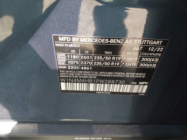 Aukcja sprzedaży 2023 Mercedes-benz Glb 250 4matic, vin: W1N4M4HB1PW288730, numer aukcji: 45854845