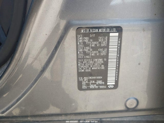 45854861 :رقم المزاد ، JN8AZ2NE6H9156954 vin ، 2017 Infiniti Qx80 مزاد بيع