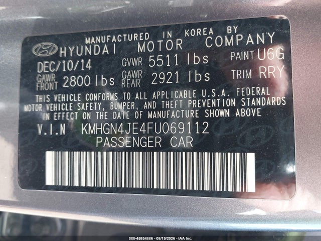 Hyundai Genesis 3.8 2015 KMHGN4JE4FU069112 Image 9
