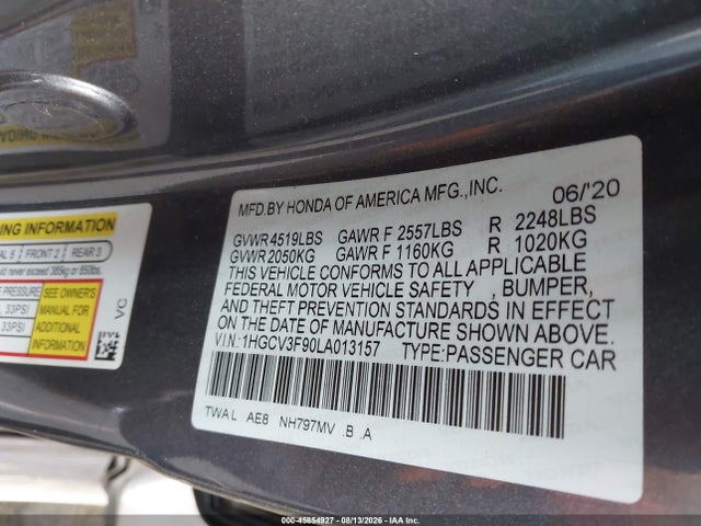 1HGCV3F90LA013157 Honda Accord Hybrid Touring