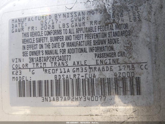 Nissan SENTRA SR 2017 3N1AB7AP2HY340077 Image 9