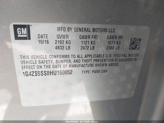 Продажа на аукционе авто 2017 Buick Lacrosse Premium, vin: 1G4ZS5SS8HU160852, номер лота: 45854958
