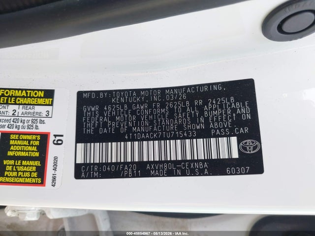 4T1DAACK7TU715433 Toyota CAMRY LE