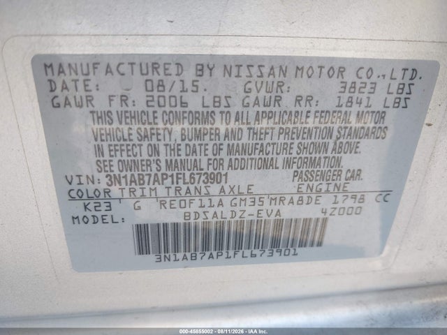 Nissan SENTRA SV 2015 3N1AB7AP1FL673901 Image 9