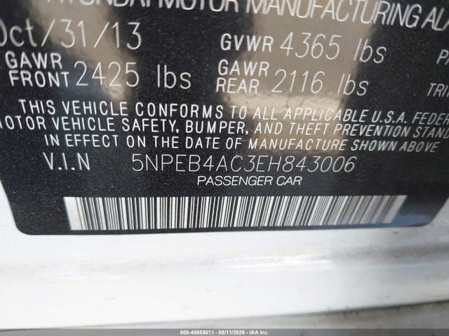Hyundai SONATA GLS 2014 5NPEB4AC3EH843006 Image 9