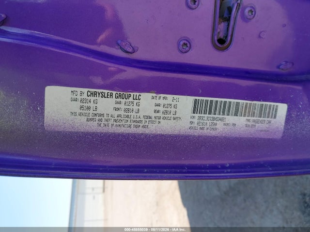 45855039 :رقم المزاد ، 2B3CL3CG3BH534821 vin ، 2011 Dodge Charger مزاد بيع