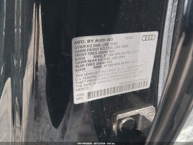 45855080 :رقم المزاد ، WA12AAGU4S2075287 vin ، 2025 Audi All-new Q5 Premium Plus Tfsi Quattro S Tronic مزاد بيع
