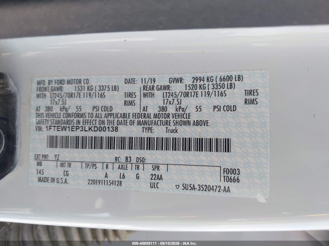 1FTEW1EP3LKD00138 Ford F150