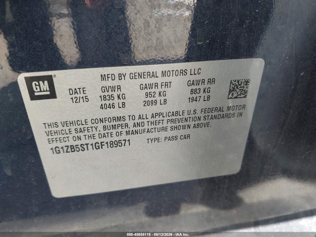 Chevrolet MALIBU LS 2016 1G1ZB5ST1GF189571 Image 9