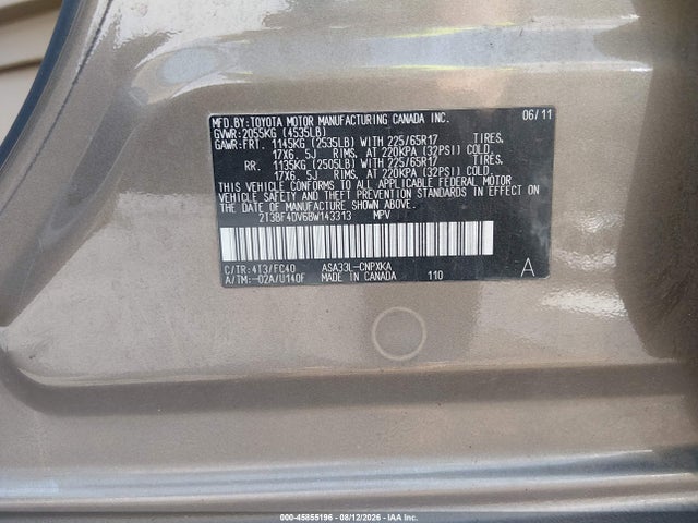 Продаж на аукціоні авто 2011 Toyota Rav4, vin: 2T3BF4DV6BW143313, номер лоту: 45855196