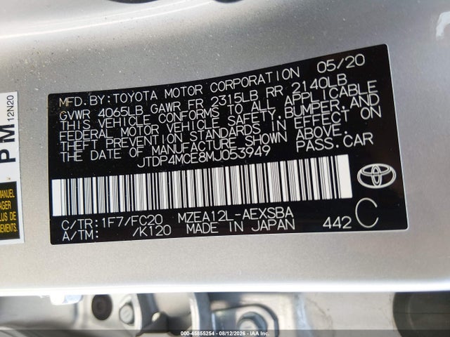 JTDP4MCE8MJ053949 Toyota COROLLA SE