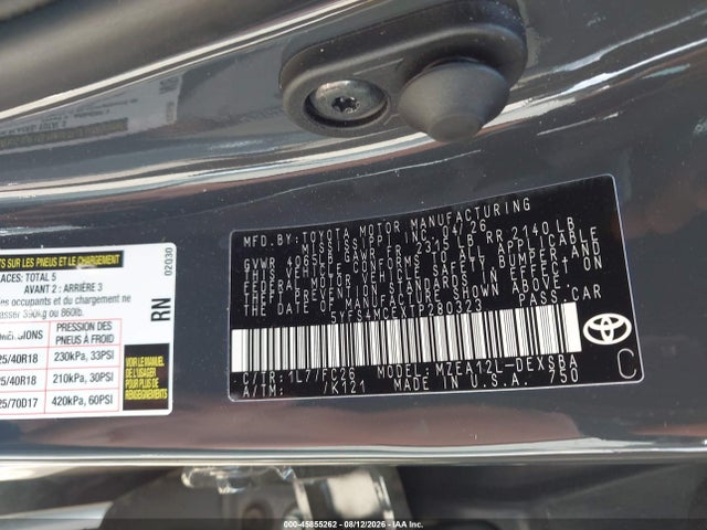 45855262 :رقم المزاد ، 5YFS4MCEXTP280323 vin ، 2026 Toyota Corolla Se مزاد بيع