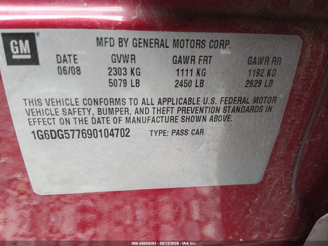 Продажа на аукционе авто 2009 Cadillac Cts Awd W/1sa, vin: 1G6DG577690104702, номер лота: 45855263