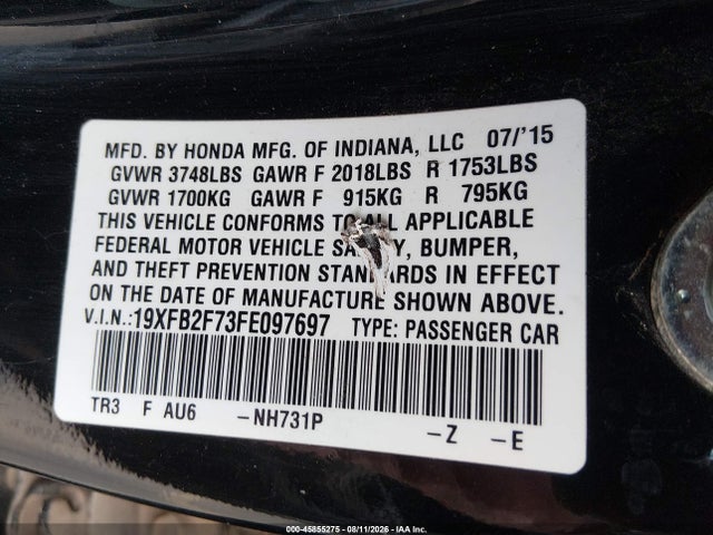19XFB2F73FE097697 Honda CIVIC SE