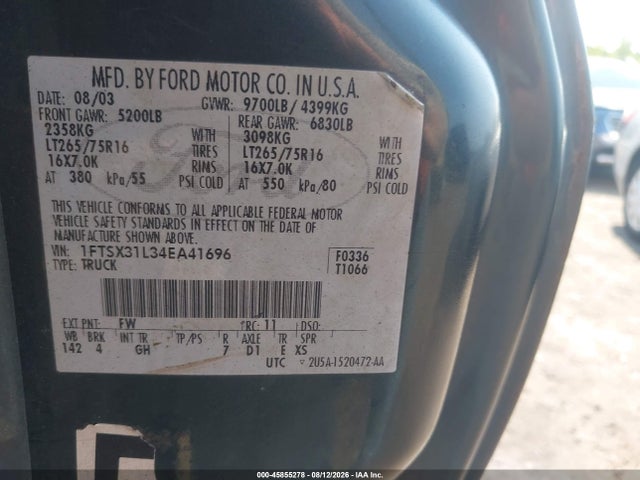 Продажа на аукционе авто 2004 Ford F-350 Lariat/xl/xlt, vin: 1FTSX31L34EA41696, номер лота: 45855278