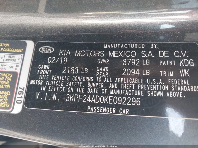 KIA Forte Lxs 2019 3KPF24AD0KE092296 Image 9