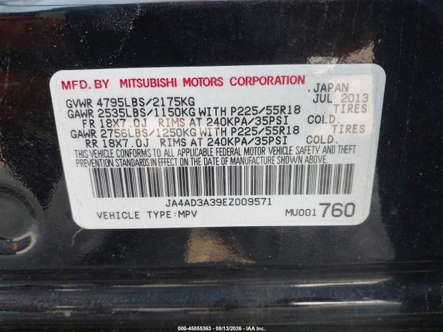 Mitsubishi Outlander Se 2014 JA4AD3A39EZ009571 Image 9