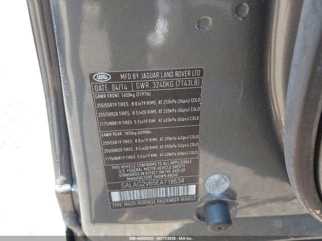 Продажа на аукционе авто 2014 Land Rover Lr4, vin: SALAG2V65EA718534, номер лота: 45855382