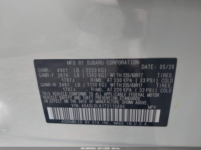 Aukcja sprzedaży 2026 Subaru Forester Wilderness, vin: 4S4SLDL61T3115695, numer aukcji: 45855453