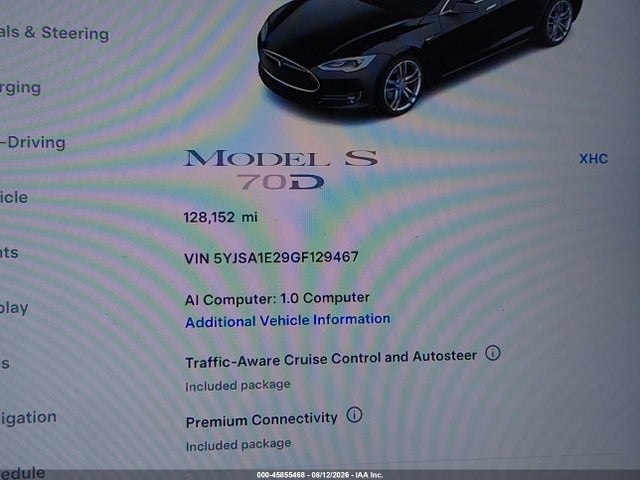 Продажа на аукционе авто 2016 Tesla Model S 60d/70d/75d/85d/90d, vin: 5YJSA1E29GF129467, номер лота: 45855468