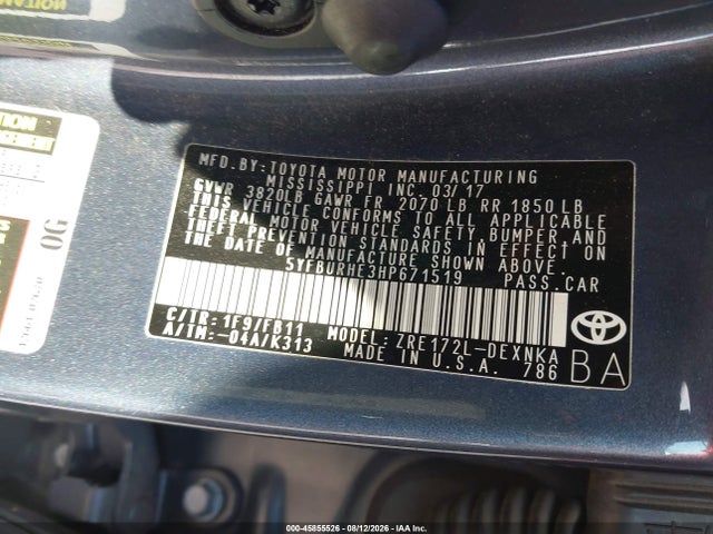 Toyota COROLLA LE 2017 5YFBURHE3HP671519 Image 9