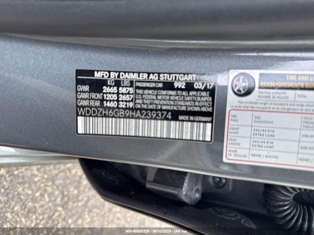 45855528 :رقم المزاد ، WDDZH6GB9HA239374 vin ، 2017 Mercedes-benz E 400 4matic مزاد بيع