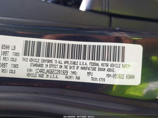 2014 Dodge Durango Sxt მანქანა იყიდება აუქციონზე, vin: 1C4RDJAG6EC291929, აუქციონის ნომერი: 45855548
