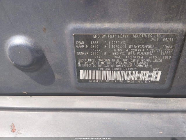 Aukcja sprzedaży 2014 Subaru Outback 2.5i Limited, vin: 4S4BRBNC6E3313973, numer aukcji: 45855569