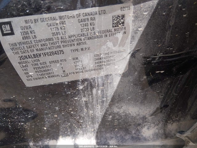 Chevrolet EQUINOX LT 2015 2GNALBEK1F6284375 Image 9