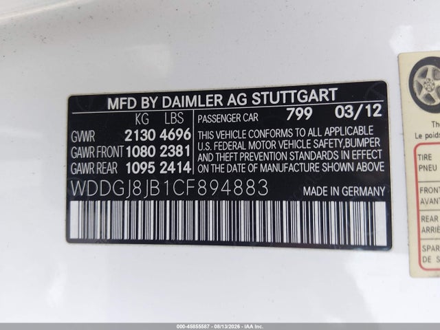 Продажа на аукционе авто 2012 Mercedes-benz C 350 Sport 4matic, vin: WDDGJ8JB1CF894883, номер лота: 45855587