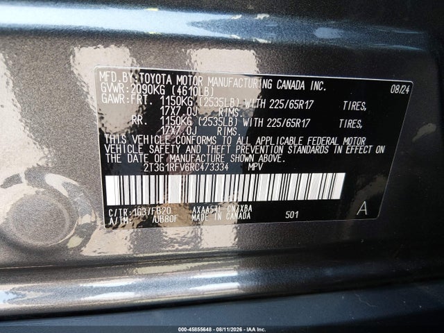 2T3G1RFV6RC473334 Toyota RAV4 LE