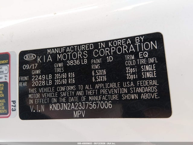 2018 Kia Soul მანქანა იყიდება აუქციონზე, vin: KNDJN2A23J7567006, აუქციონის ნომერი: 45855653