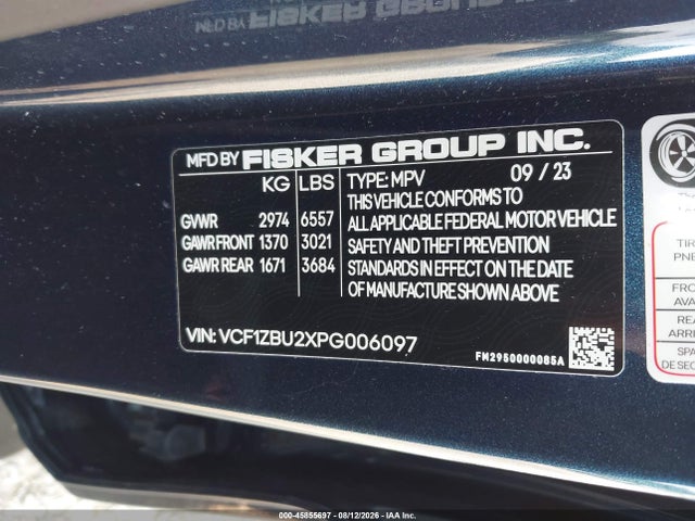 Fisker Ocean One 2023 VCF1ZBU2XPG006097 Image 9