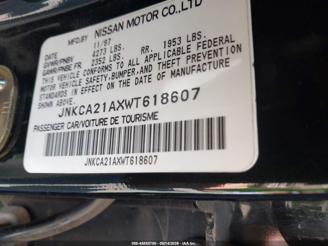 45855700 :رقم المزاد ، JNKCA21AXWT618607 vin ، 1998 Infiniti I30 مزاد بيع