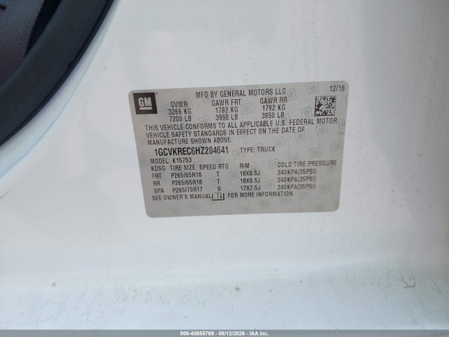 Продажа на аукционе авто 2017 Chevrolet Silverado 1500 Lt, vin: 1GCVKREC6HZ204641, номер лота: 45855769