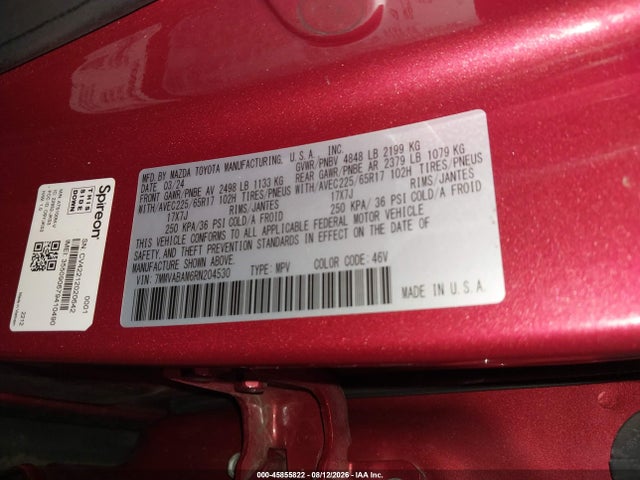 Продажа на аукционе авто 2024 Mazda Cx-50 2.5 S Select, vin: 7MMVABAM6RN204530, номер лота: 45855822