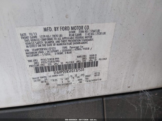 1FAHP2E85EG137531 Ford TAURUS SEL