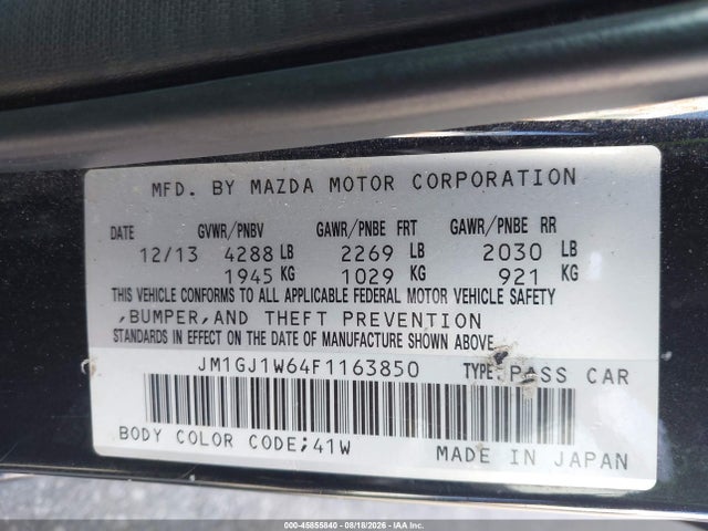 Продаж на аукціоні авто 2015 Mazda Mazda6 I Grand Touring, vin: JM1GJ1W64F1163850, номер лоту: 45855840