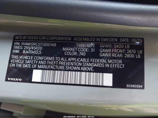 Volvo Xc60 B5 Plus 2026 YV4M12RC5T1300149 Image 9