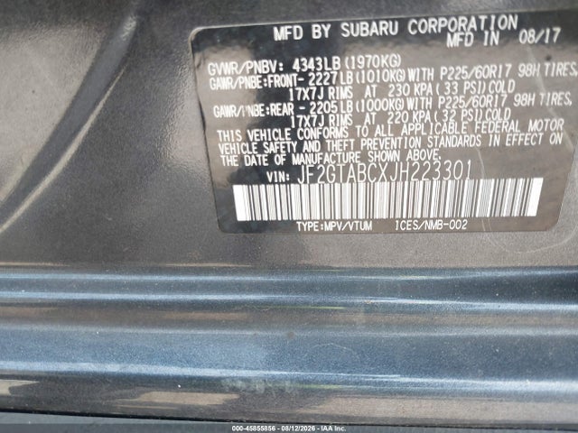 Aukcja sprzedaży 2018 Subaru Crosstrek 2.0i Premium, vin: JF2GTABCXJH223301, numer aukcji: 45855856