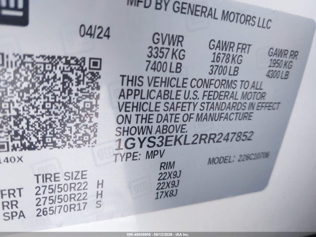Продажа на аукционе авто 2024 Cadillac Escalade 2wd Sport, vin: 1GYS3EKL2RR247852, номер лота: 45855909