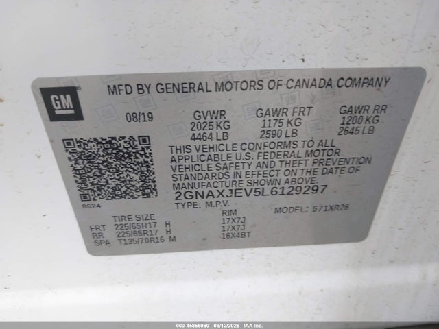 2GNAXJEV5L6129297 Chevrolet Equinox Fwd 2fl