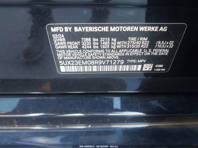 BMW X7 Xdrive40i 2024 5UX23EM08R9V71279 Image 9
