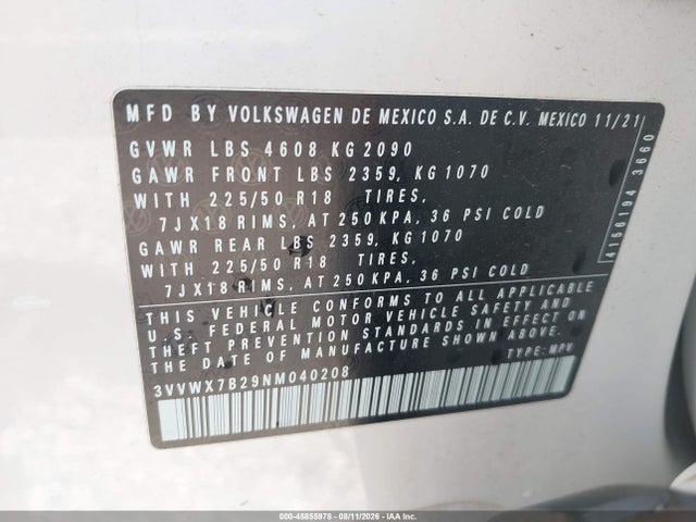 3VVWX7B29NM040208 Volkswagen Taos 1.5t Se