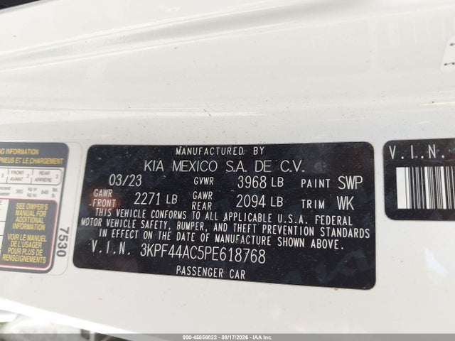 Aukcja sprzedaży 2023 Kia Forte Gt, vin: 3KPF44AC5PE618768, numer aukcji: 45856022