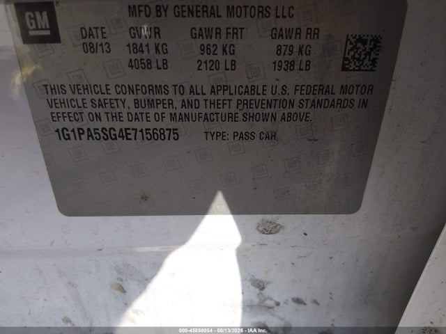 Aukcja sprzedaży 2014 Chevrolet Cruze Ls Auto, vin: 1G1PA5SG4E7156875, numer aukcji: 45856054