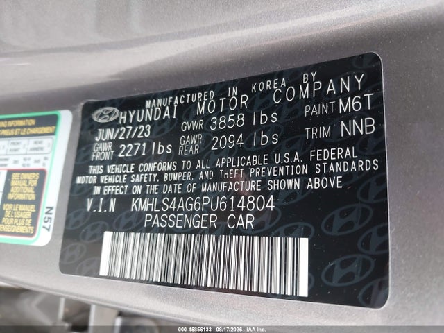Aukcja sprzedaży 2023 Hyundai Elantra Sel, vin: KMHLS4AG6PU614804, numer aukcji: 45856133